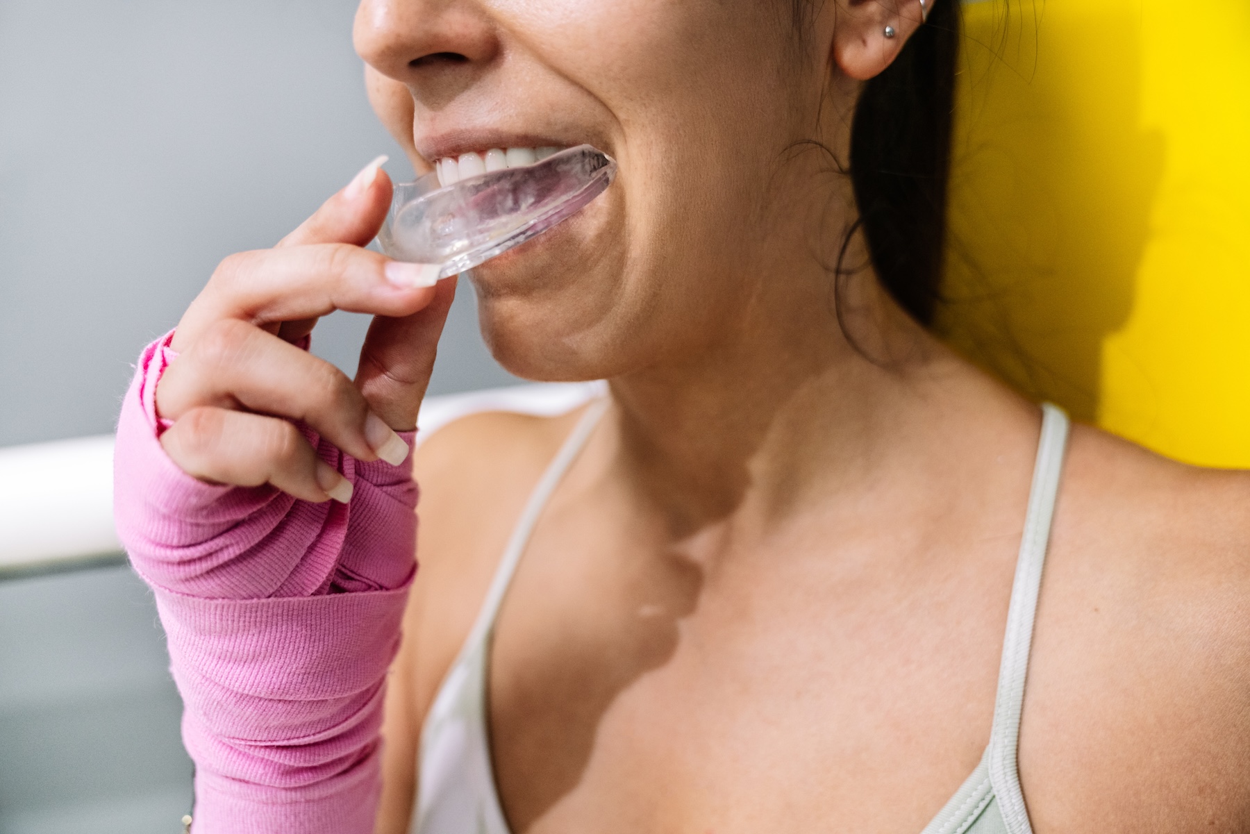 boxer with mouthguard